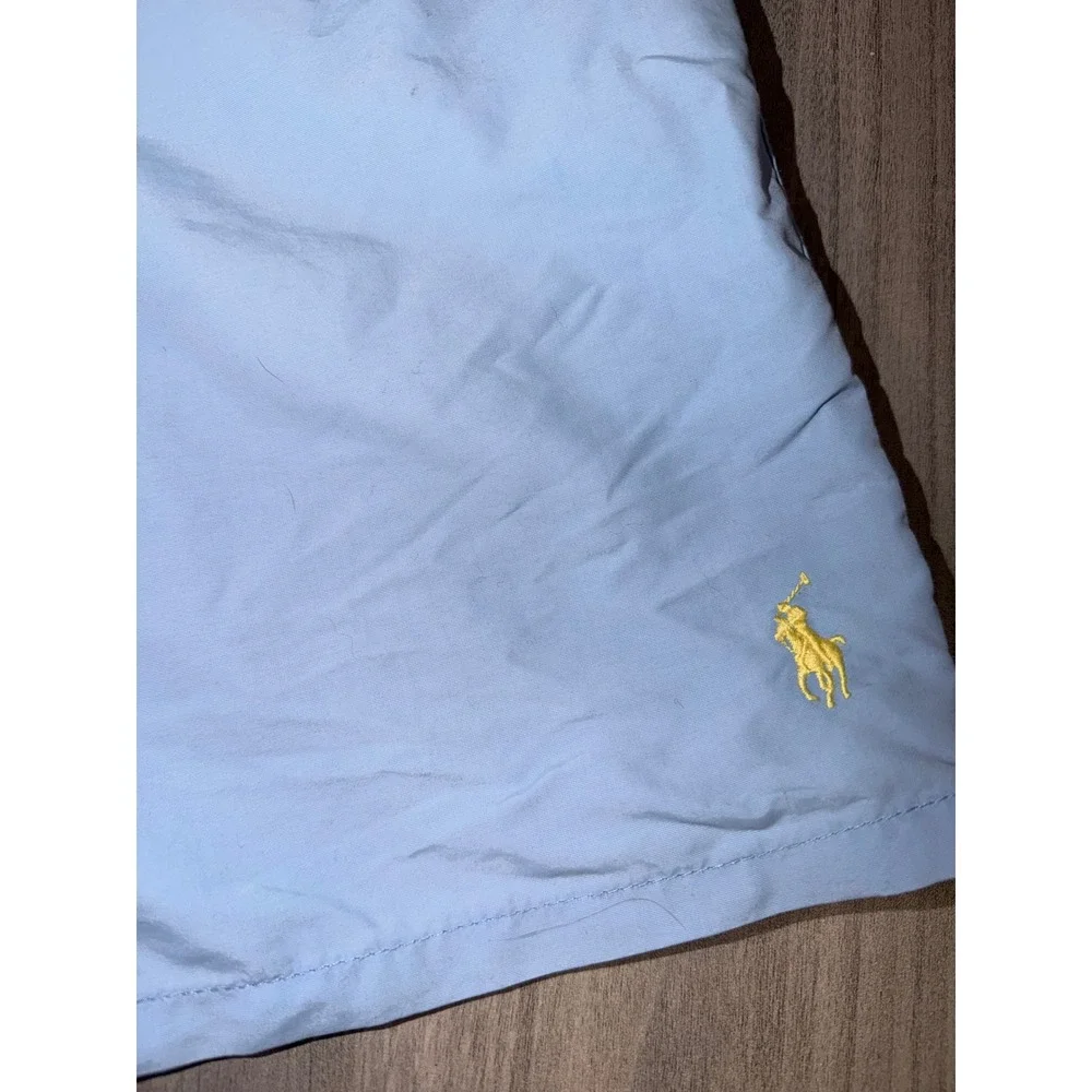 Polo Ralph Lauren Mens Light Blue Yellow Swim Trunks Cargo Shorts Large F2